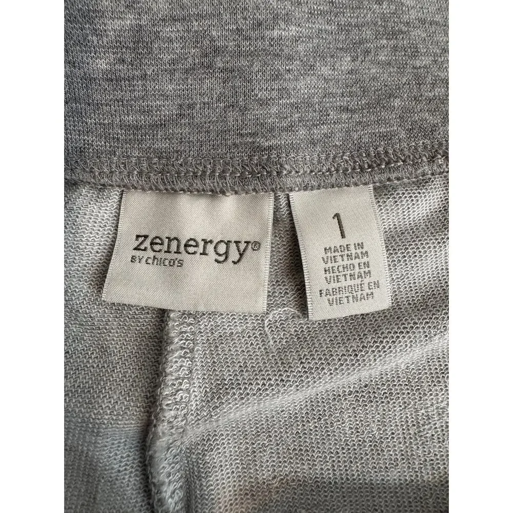 Chico's Zenergy lounge set gray soft luxe open front jacket & pants Sz 1 US M